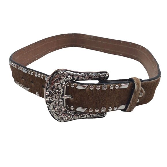 Ariat Southwest Beaded Hair-On Belt Sz S Aztec Colorful Statement Cowboy Retro - Picture 2 of 7